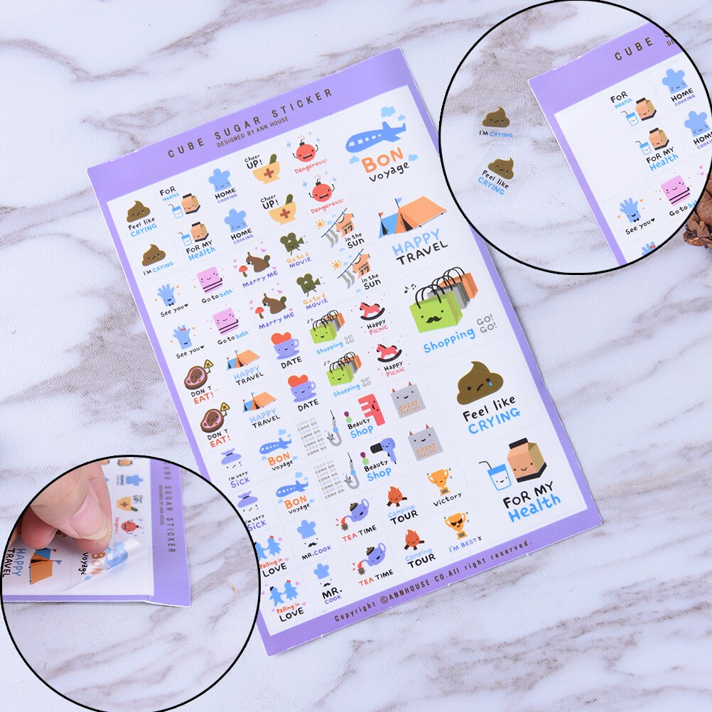 Pvc-klistermärken söta genomskinliga flingsigillkort för scrapbooking gör-det-själv-dagbok kalender anteckningsbok etikett brevpapper 5 ark/set