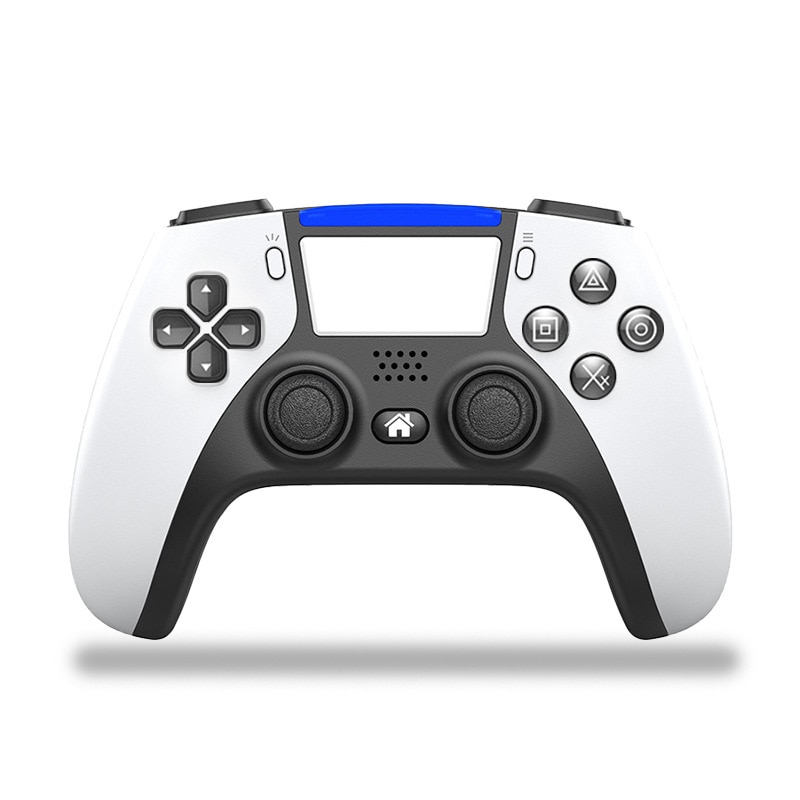 Mando de juego inalámbrico con Bluetooth para PS4, mando con doble vibración estilo PS5 para PC y Android,: white