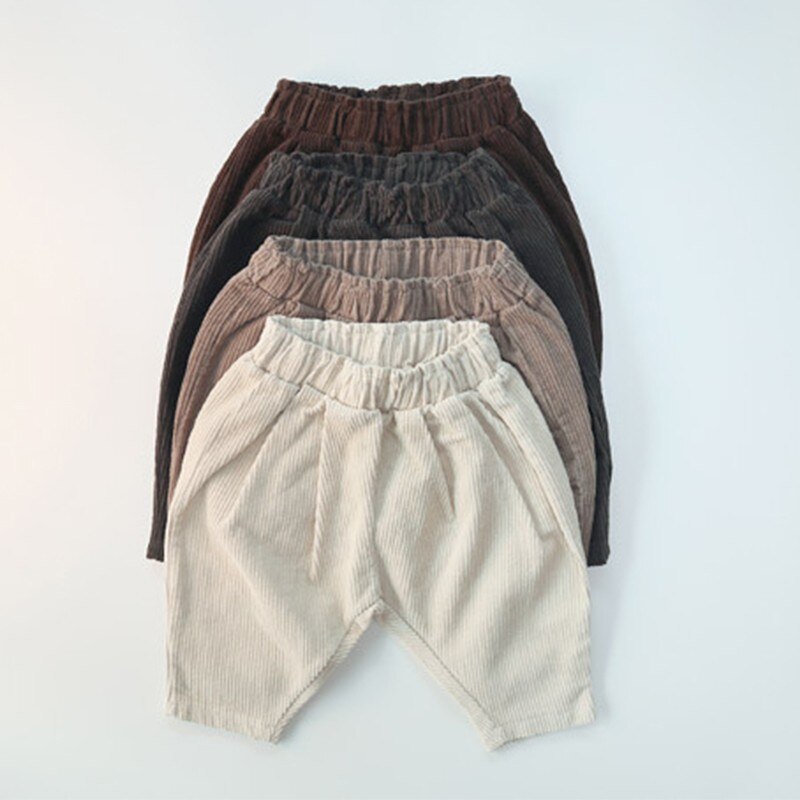 Kids Casual Elastische Taille Broek Effen Kleur Katoen Dikke Corduroy Broek Baby Jongens En Meisjes Broek Kinderkleding