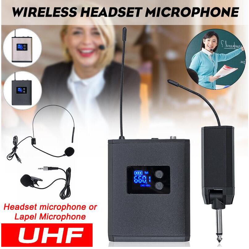 Tzt uhf trådløst mikrofonsystem headset / lapel mini mikrofon med modtager bodypack sender