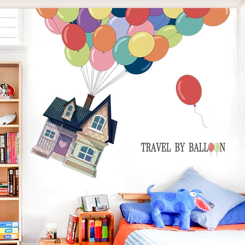 Creatieve Air Balloon Muursticker Voor Kinderkamer Reizen Door Ballon Behang Kinderen Baby Slaapkamer Muur Decals Adhesive Muurschildering