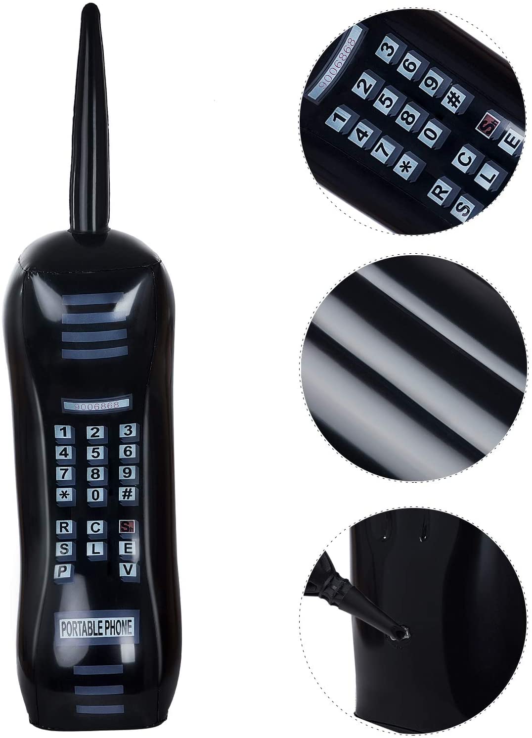 2 stykker oppustelig radio boombox oppustelig mobiltelefon rekvisitter til 80s 90s festdekorationer