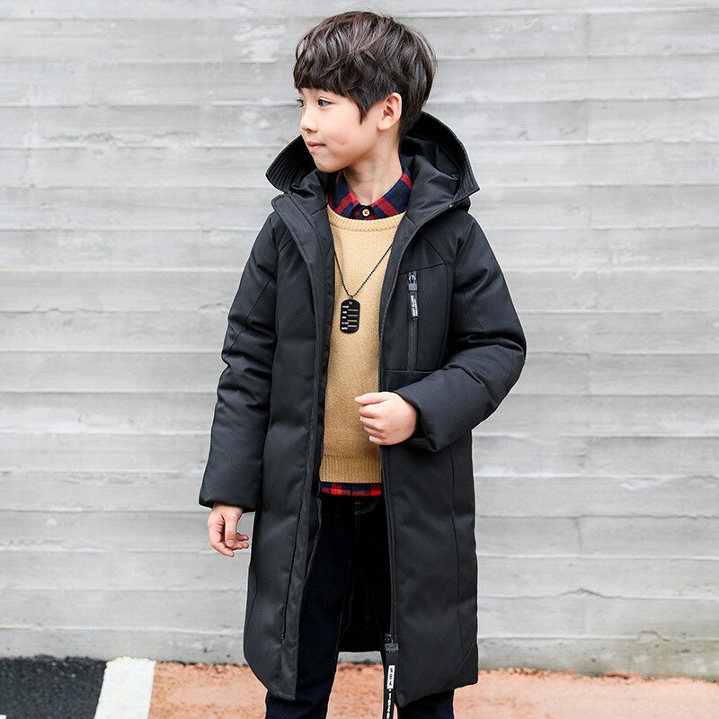 Veste à capuche en coton pour enfant et adolescent, manteau épais et à-30 degrés, vêtements d'hiver pour grands garçons et adolescents, parka d'extérieur,: Black / 13T