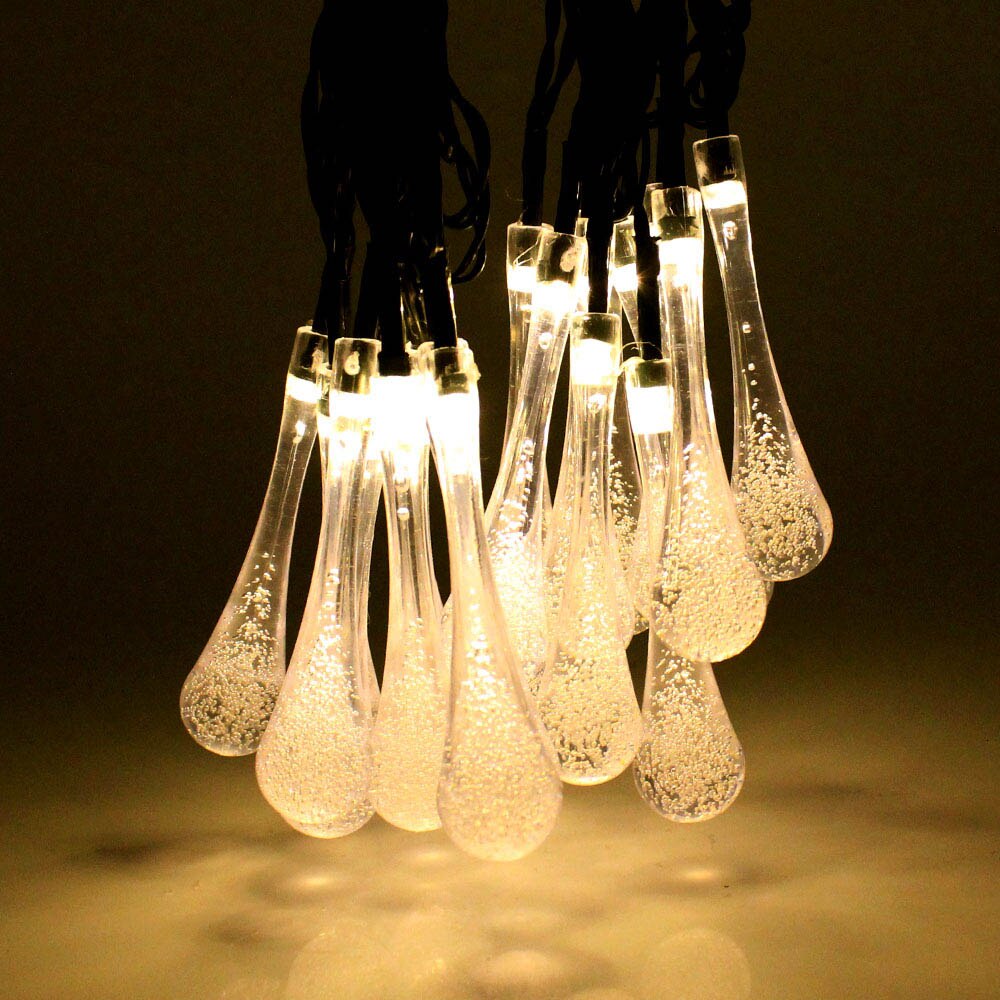 4.8M 6M Solar LED String Lights Flash Water Fairy Lamp Sensor Waterproof For Wedding Christmas Outdoor Garden Decoration: Warm White / 4.8M 20LEDs