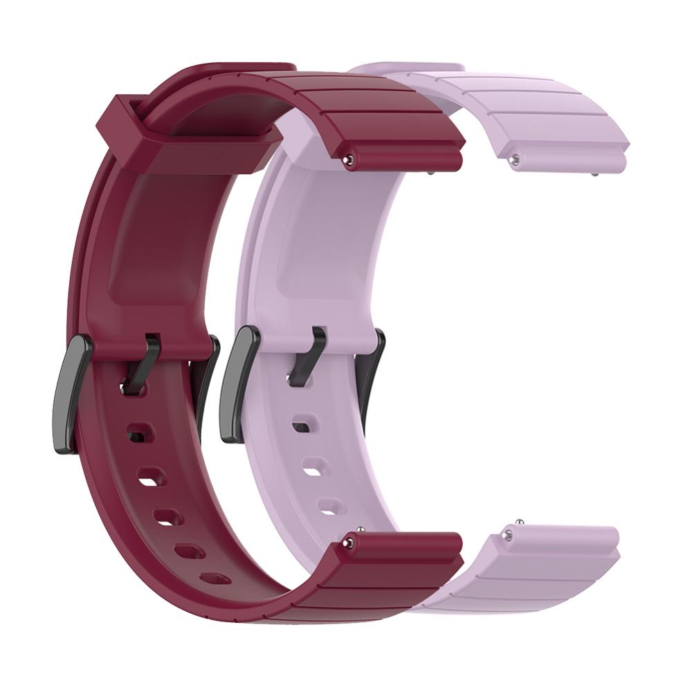 2 stuks 18mm horlogebandjes voor de xiaomi mi smart watch, zachte tpu rubberen horlogeband, vervanging voor de xiaomi mi horlogebandjes, accessoires: Lichtpaars wijnrood