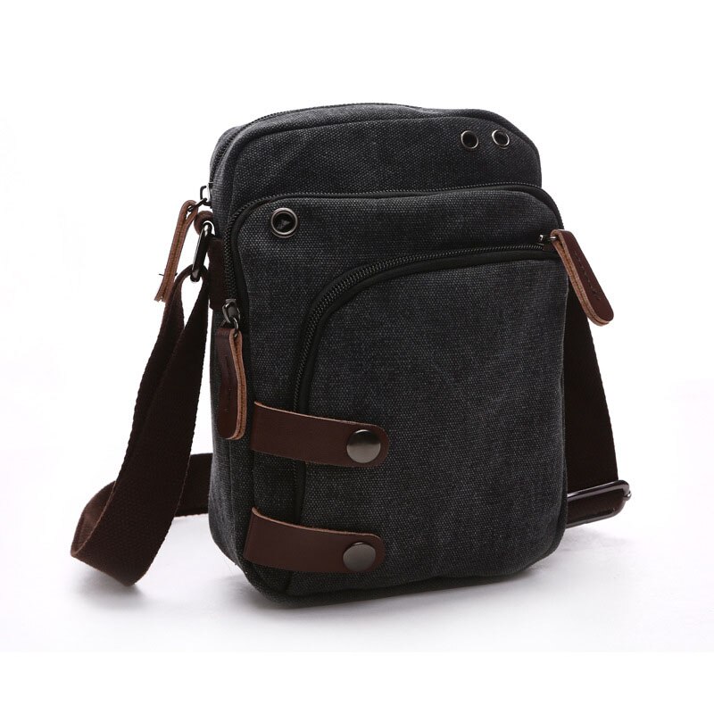 Bolso de lona resistente al desgaste para hombre, bandolera de hombro de urbana, bolso portátil de viaje, versión coreana: Black