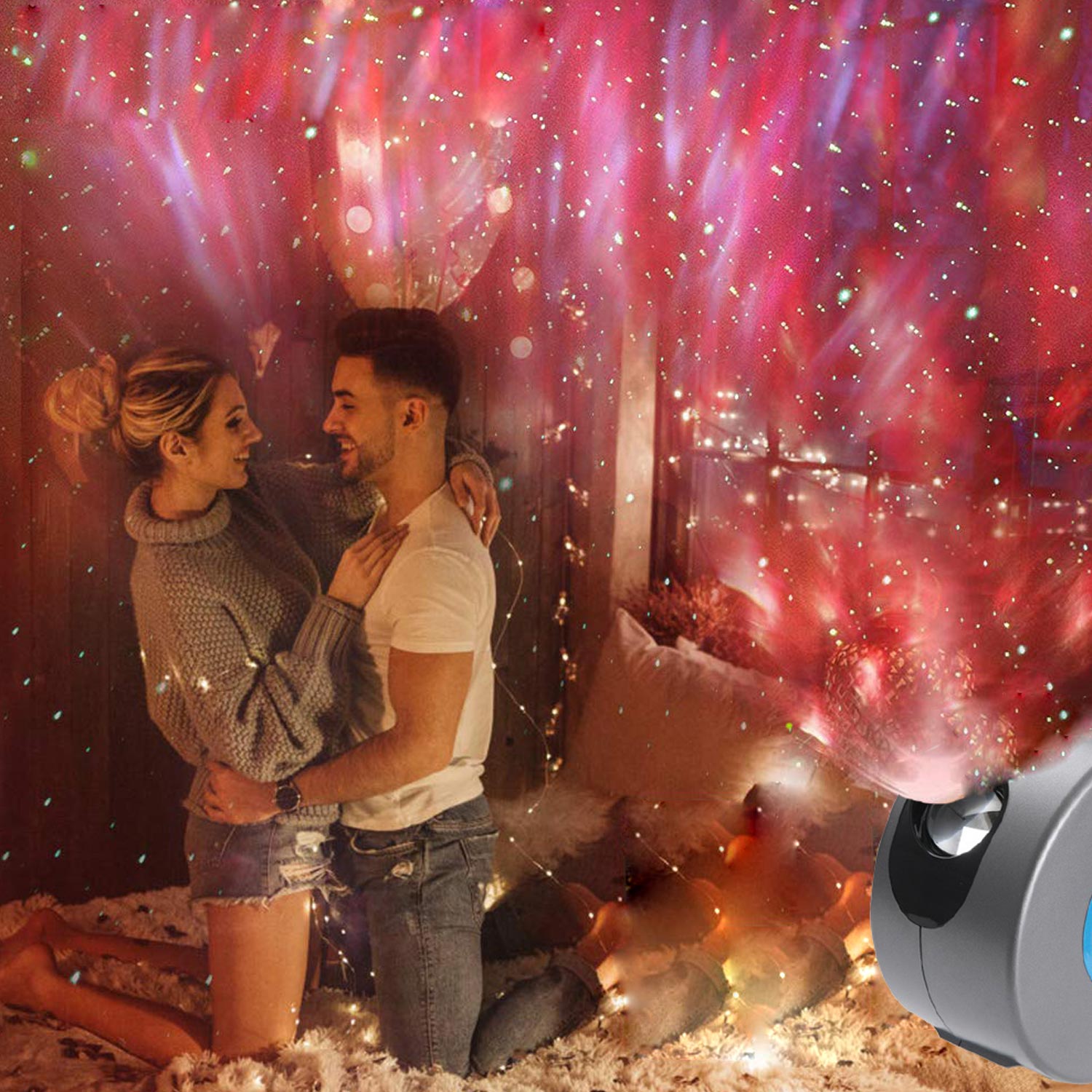 Romantisk 3d visuel stjernehimmel stjernehimmel nat projektor lampe lys med 7- lys farve fjernbetjening til hjem soveværelse festindretning