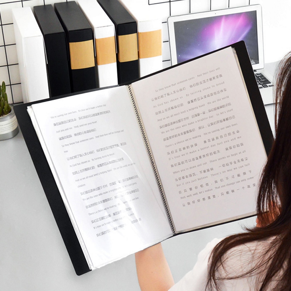 A4 Clear 100 Pockets Display Book Presentation Book with Transparent Page Sheet Protector File Document Paper Folder Organizer