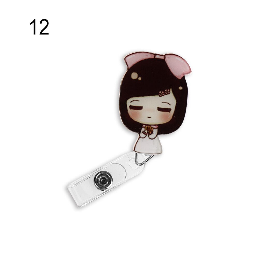 Mini Cute Cartoon Retractable Badge Reel Nurse Lanyards Student Nurse ID Name Card Badge Holder Clips School Office Supplies: 12
