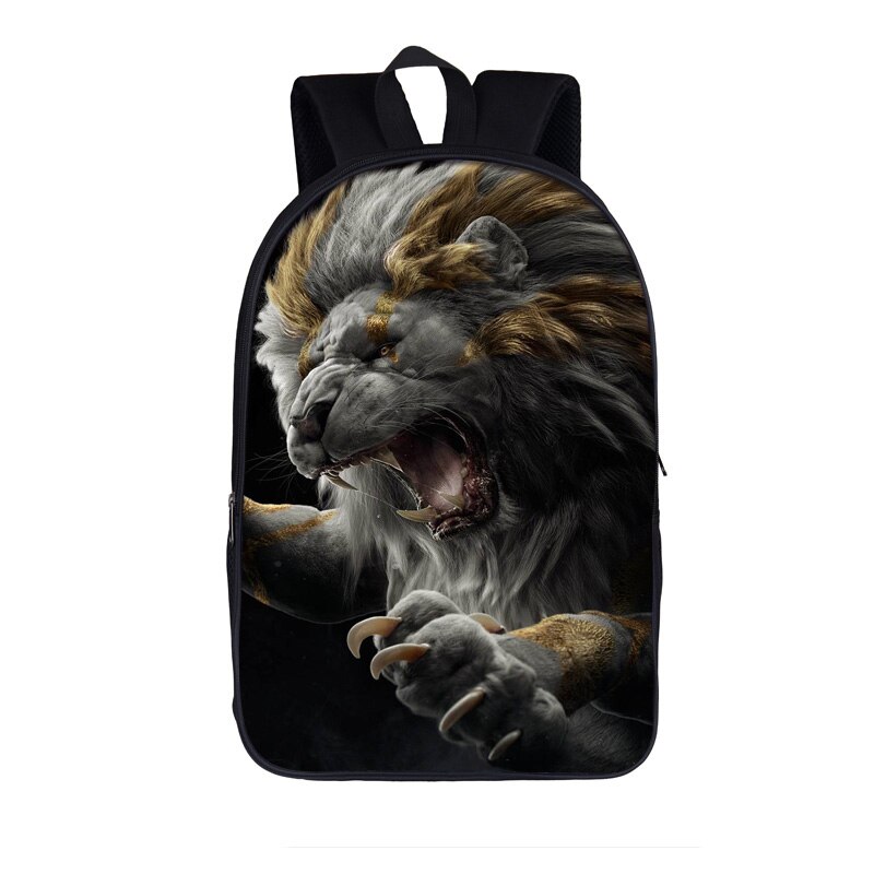 Animal LION Backpacks Women Men's Rucksack Children School Bags For Teenage boys girls Student daypack Kids Bagpack Bookbag: 16shizi03