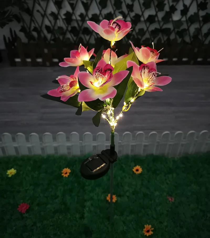 Solar Garden Lights Wild Flower Chrysanthemum Stake Lawn Lamp Waterproof Garden Butterfly Lamps Yard Art for Home Decoration: WHITE