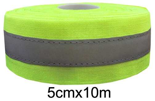 Sikkerhed lyst reflekterende stof sy på tøjbånd: 5 cm x 10m gule