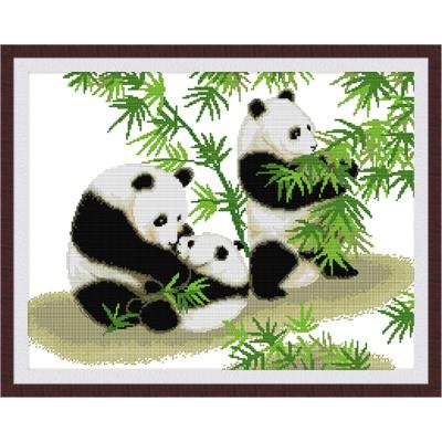 Söt panda djurmönster korsstygn set handarbete broderi kit vit canvas bomull broderi gör-det-själv heminredning målning: Vit / 14ct otryckta