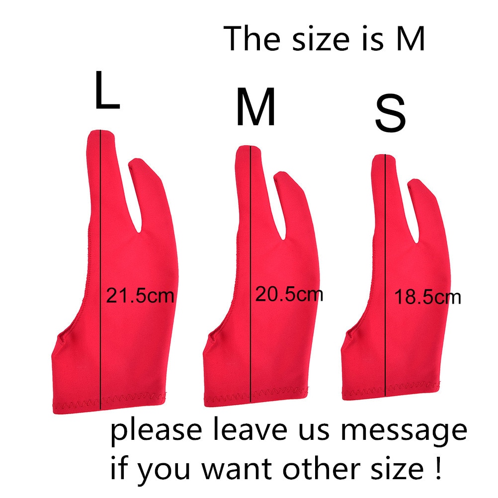 18.5cm czarny rysunek artystyczny rękawiczki dla każdego tablet graficzny robić rysowania 2 palec anty-zanieczyszczenia, zarówno dla prawej i lewej ręki rozmiar S