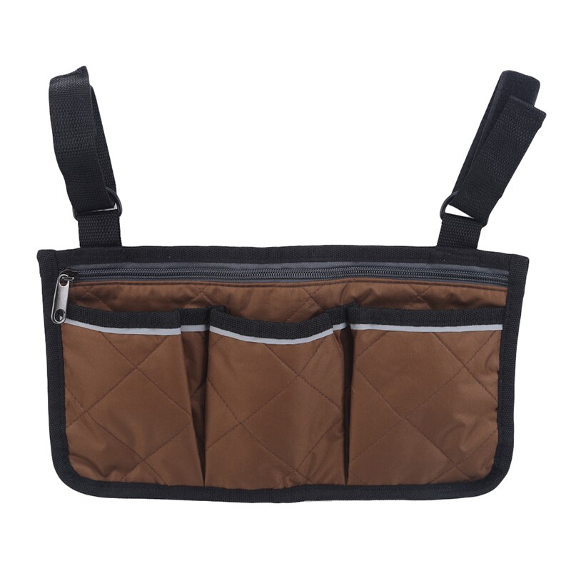 1pc Walker Electric Scooter Wheelchair Armrest Side Storage Bag Seat Armrest Storage Bag: coffee
