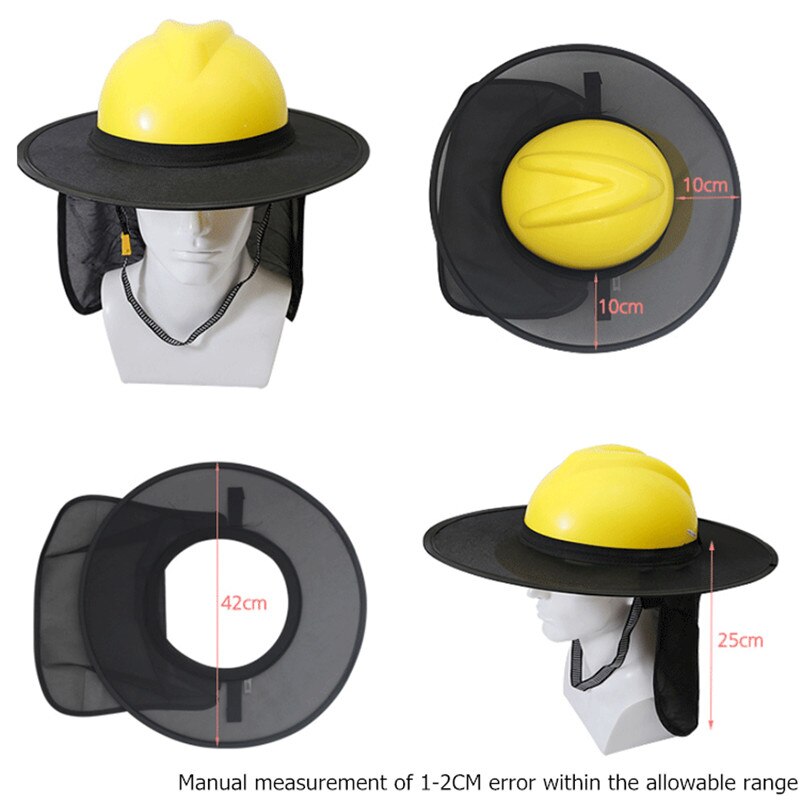 Casque de Protection accessoires ombre Protection solaire travail homme chantier extérieur Occlude Anti-UV noir bord rond respirant sécurité