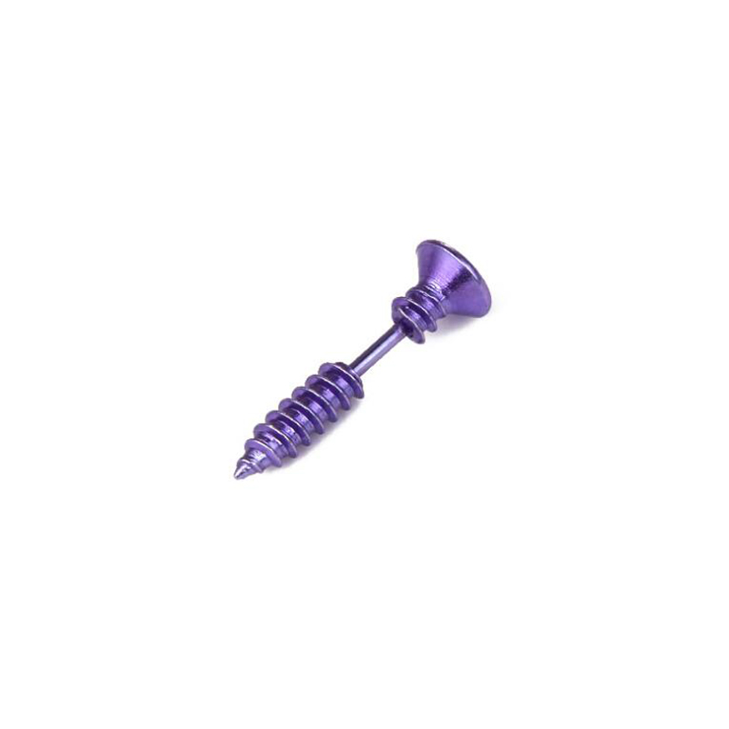 1Stck Punk Gold Schwarz Farbe Edelstahl Nagel Schraube Zucht Ohrring für Frauen &Ampere; Männer Wendel Ohr Piercings schmuck: Violett
