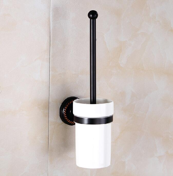 Wc Borstel Houders Keramische Cup Antieke Messing Toiletpot Borstels Home Deco Muur Badkamer Accessoires WC Borstel Houder 9149 K: Black