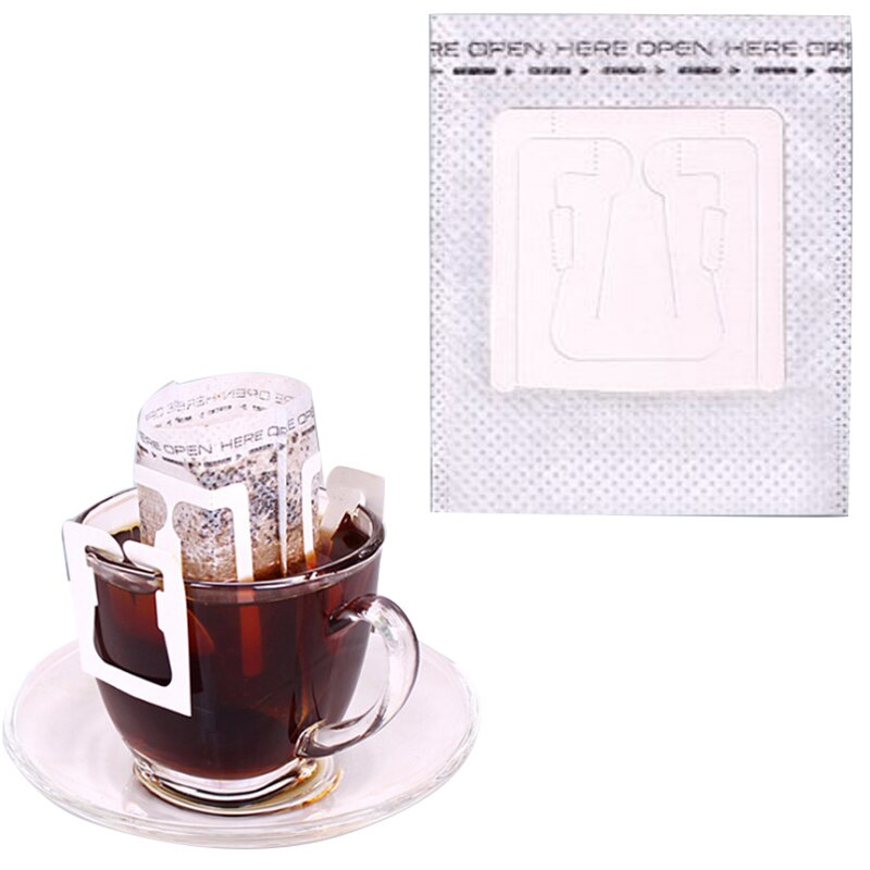 50 stk / pakke dryp kaffe filterpose bærbar hængende øre stil kaffefiltre papir hjemmekontor rejsebrygge kaffeværktøj