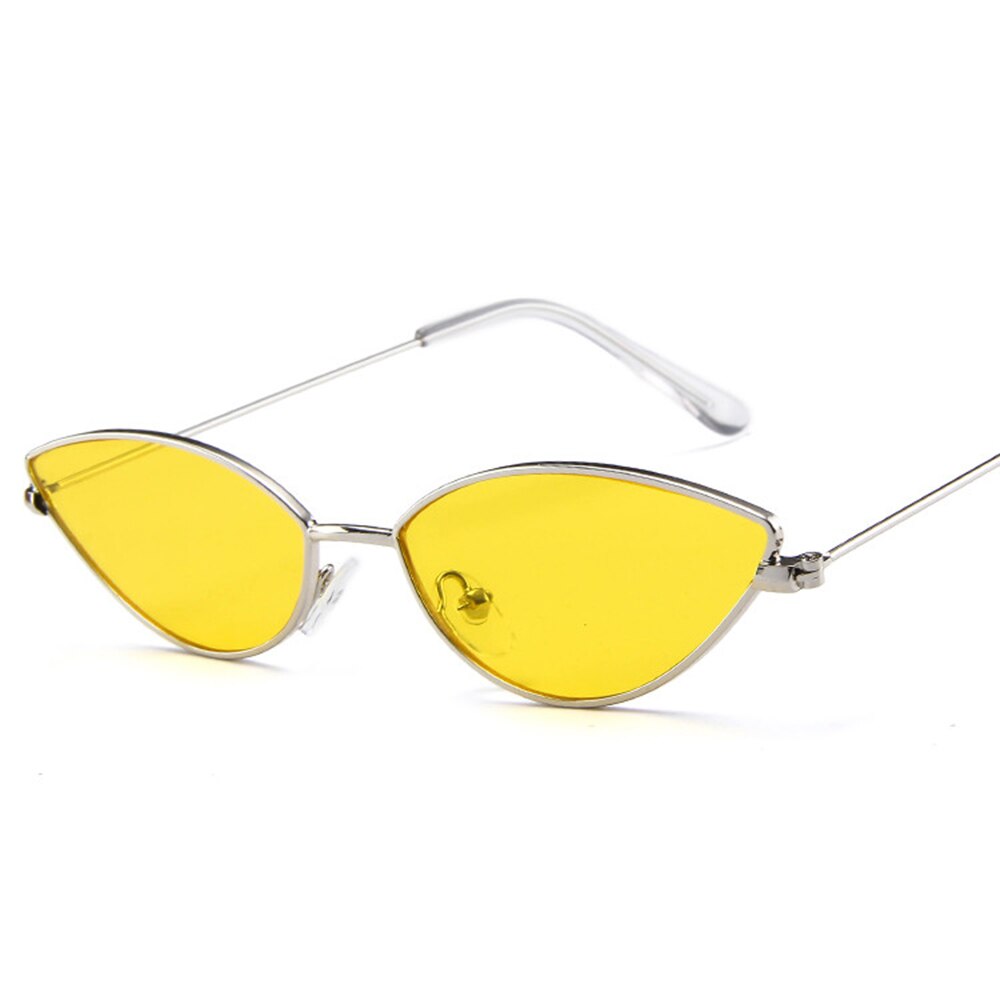 Dcm vintage små damer cat eye solbriller kvinder metalramme gradient solbriller  uv400: C5 gule