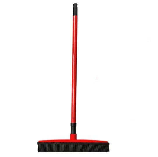 Escoba de goma telescópica para quitar pelusas de mascotas, escoba de limpieza mágica, escurridor, cerdas para rascar, escoba larga de empuje: Red