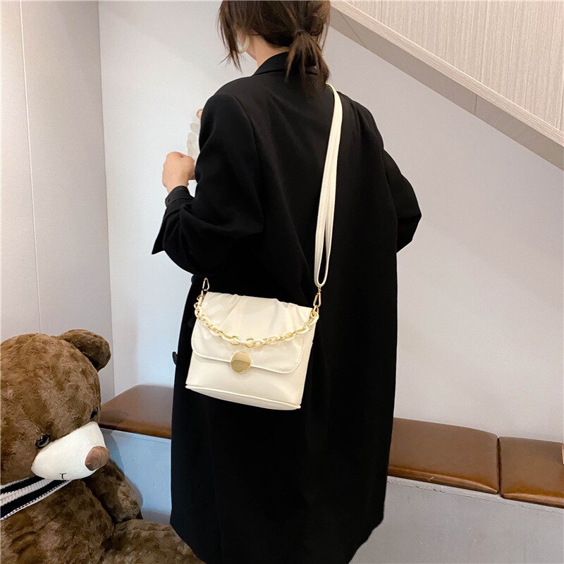 Fransk väska vikbar axelväska kedja handväska all-match messenger bag väskor handväska kanaler handväskor