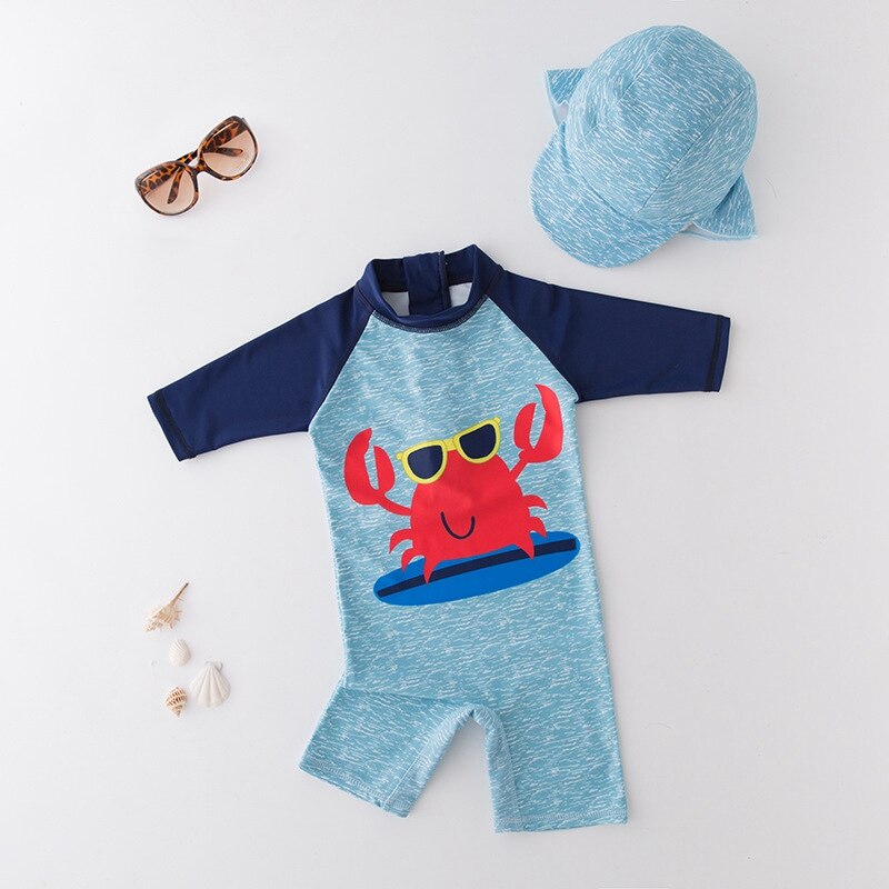 baby gutt badedrakt solkrem svømming sommer badedrakt romper+lokk 2 stk låve takrenne badetøy baby gutt badedrakt badetøy