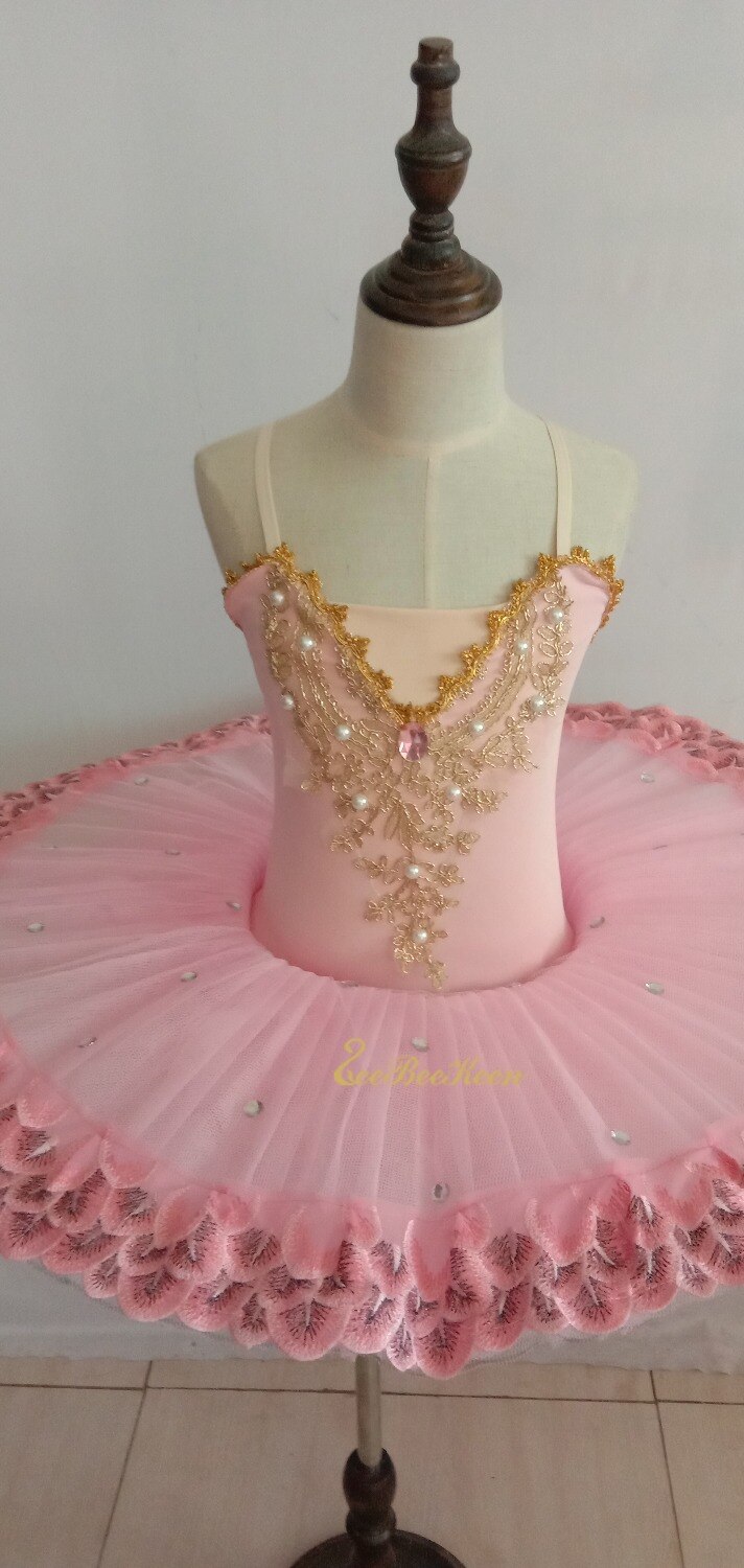Pink/purple/blue Ballet Dress Girls Tutu Ballet Women Dance Dress Gold Lace Ballerina Diamond Performance Costume