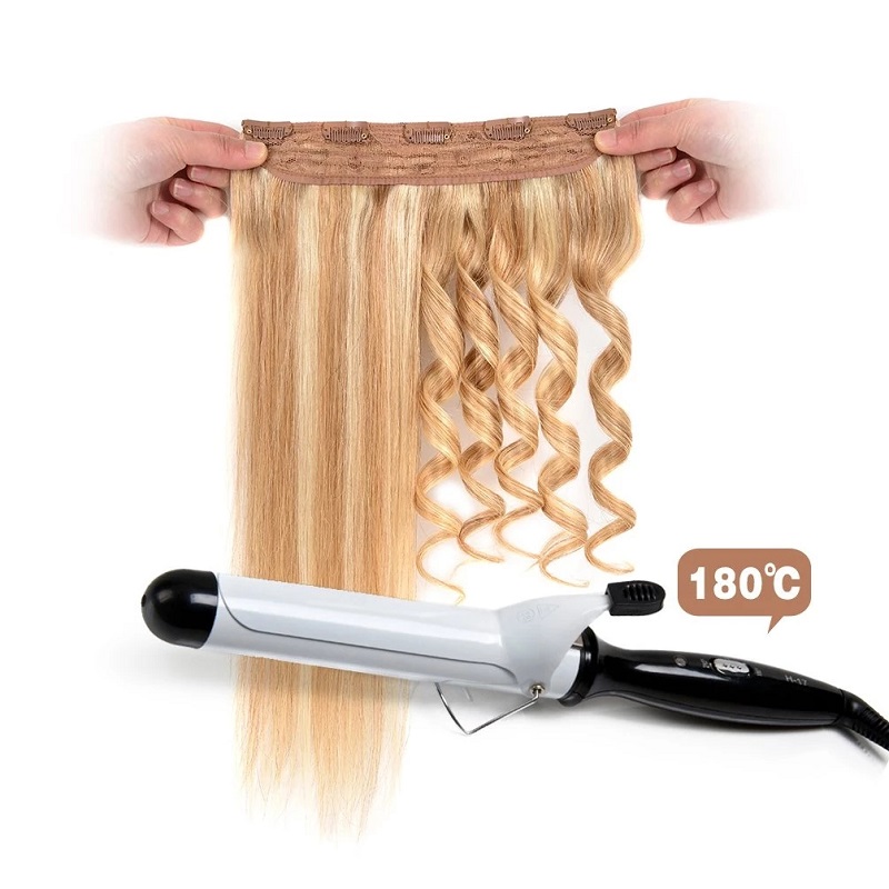 Extensiones de cabello invisibles de una pieza con 5 clips sintético, postizo largo y recto de 24 pulgadas resistente al calor para mujeres