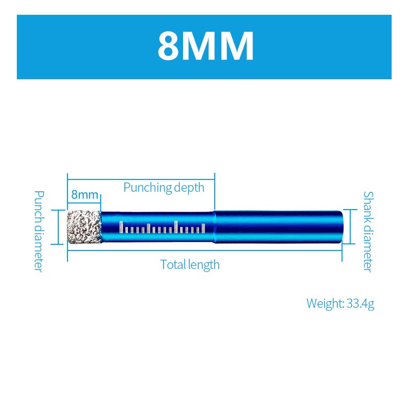 6MM 8MM 10MM 12MM 14MM 16MM Diamant Beschichtete Bohrer für Fliesen Marmor Glas keramik Loch Sah Bohrer Diamant Core Bit Mahlzeit Bohren: 8mm