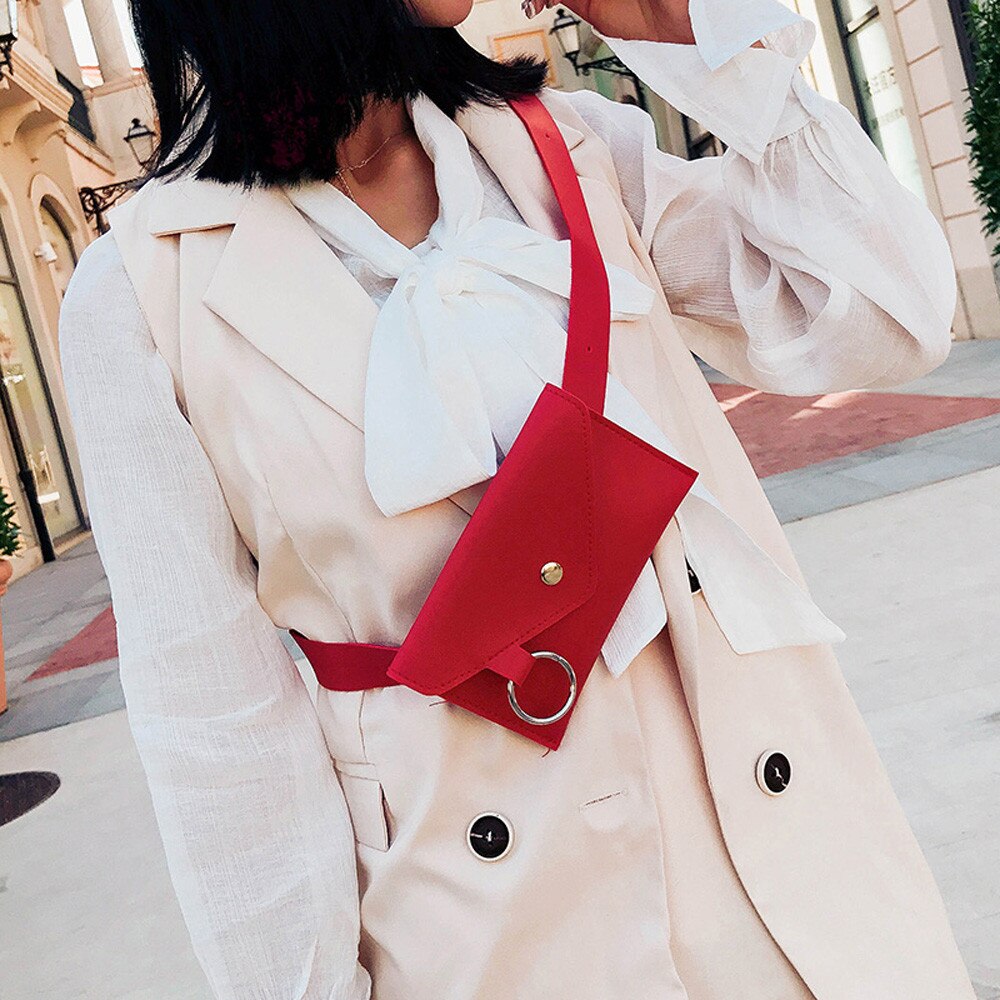 Fanny Pack Vrouwen Riem Tas Lederen Taille Tas Mode Vrouwen Pure Kleur Ring Pu Messenger Schouder Borst Pochete Homem