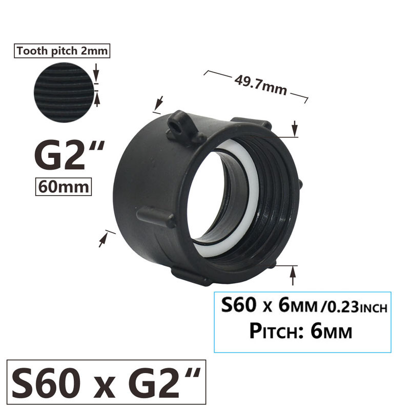 IBC Tank Adapter S60 x 1/2" 3/4' 1" 1.5 2" 63/75/80/100mm Thread Connector Ton Barrel Connect 1000 Liter IBC Tank Fitting: Blue