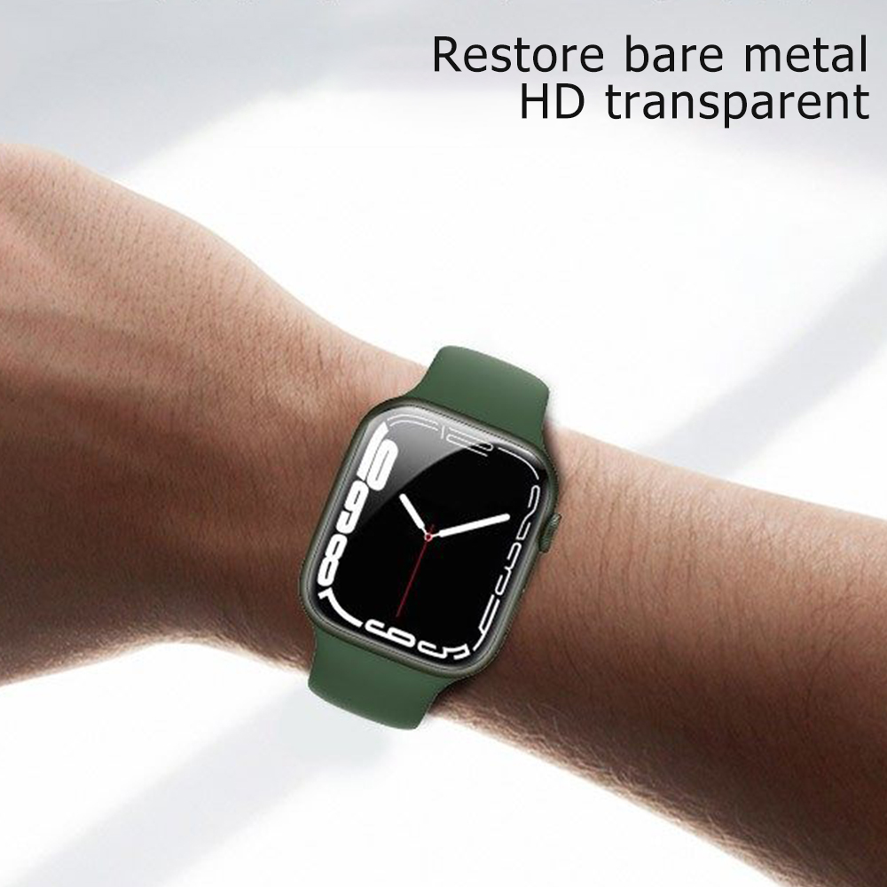 Hd skærmbeskytter til apple watch serie 7 fuldcover hærdet glas til iwatch serie 7 41mm 45mm beskyttelsesfilm stødsikker