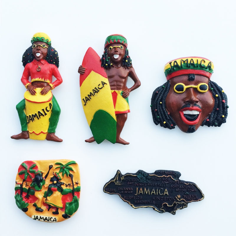Jamaica Koelkast Magneten Toeristische Souvenirs Vuile Gevlochten Hand Drum Surfen Decoratieve Hars Ambachten Home Decor