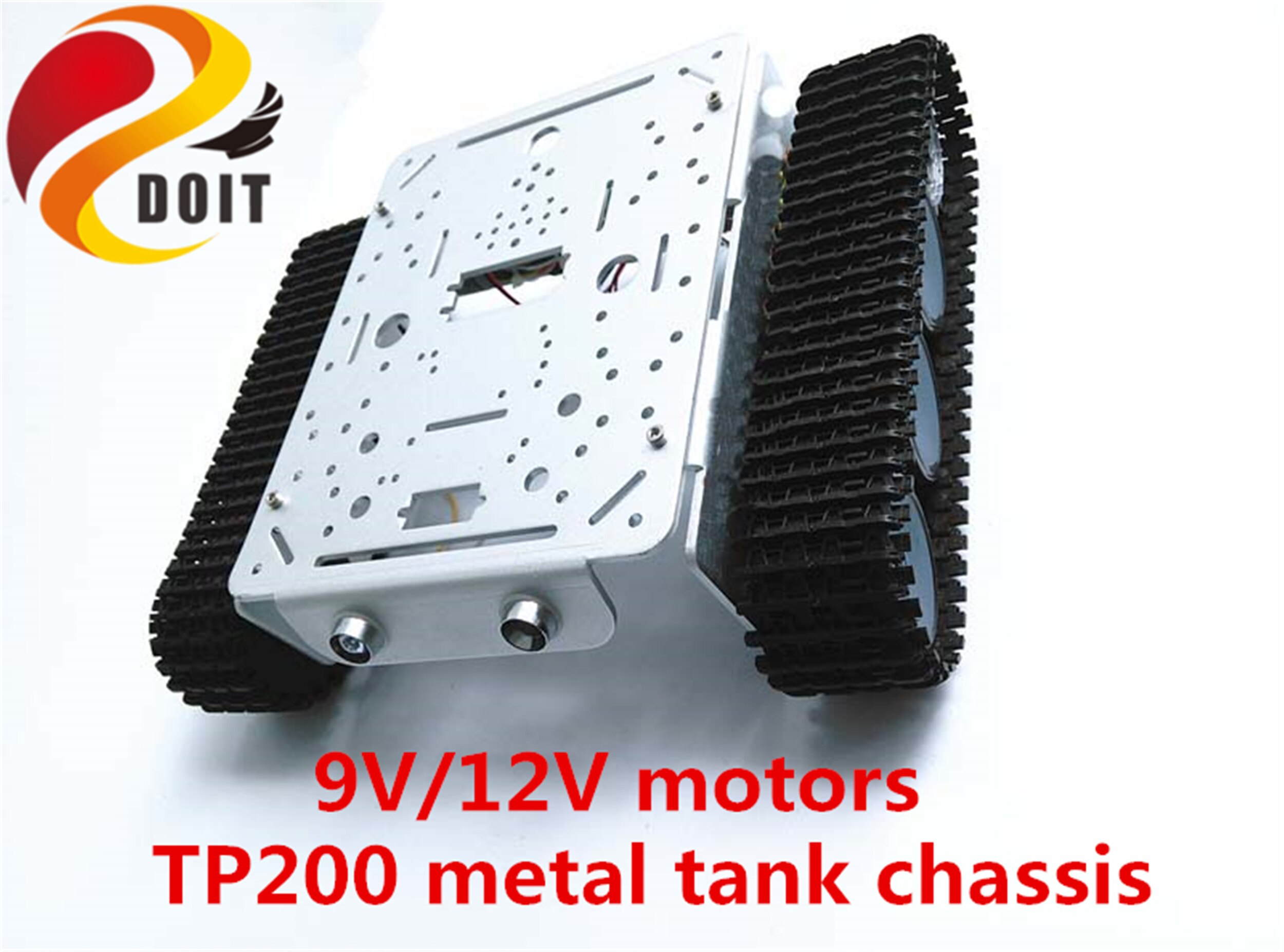 SZDOIT TP200 Metalen Smart Robot Tank Chassis Kit Rupsvoertuig + 9 V/12 V Motoren met Encoder DIY voor Arduino