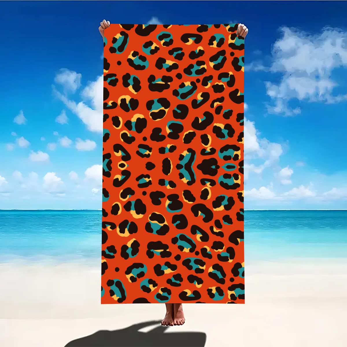 Toalha de praia tigre com estampa de leopardo, grande microfibra, ultra macia, secagem rápida, para natação, yoga, leve, viagem, acampamento: S / Vermelho