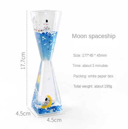 Spaceman Astronaut Floating Liquid Oil Acrylic Hourglass Liquid Visual Movement 3 min Hourglass Timer Home Decoration: D