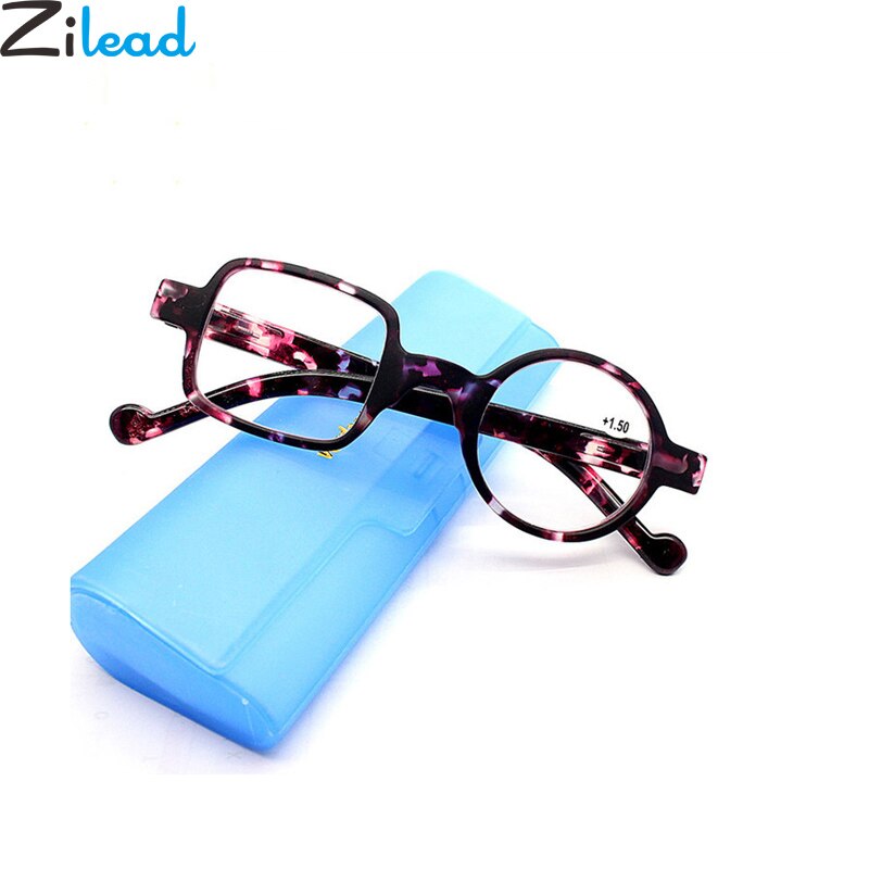 Zilead Retro Leopard Asymmetrical Round&amp;Square Reading Glasses Women&amp;Men Presbyopia Glasses Hyperopia Eyeglasses For Elder