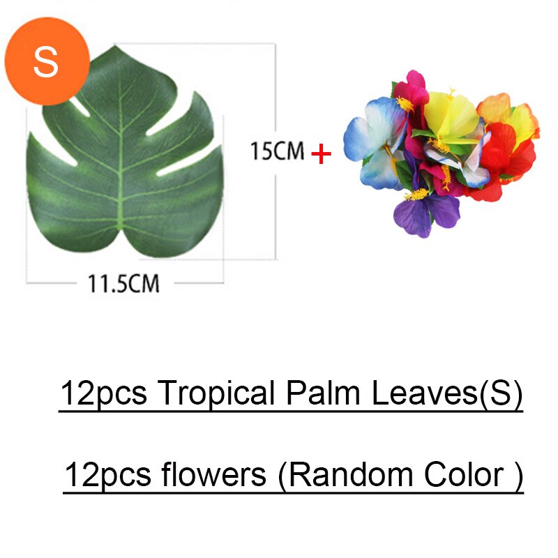 Decoración de hojas de palmera Tropical, decoración de boda, planta de Selva Verde, luau Hawaiano, en casa, 12 piezas: S Leaf And Flower