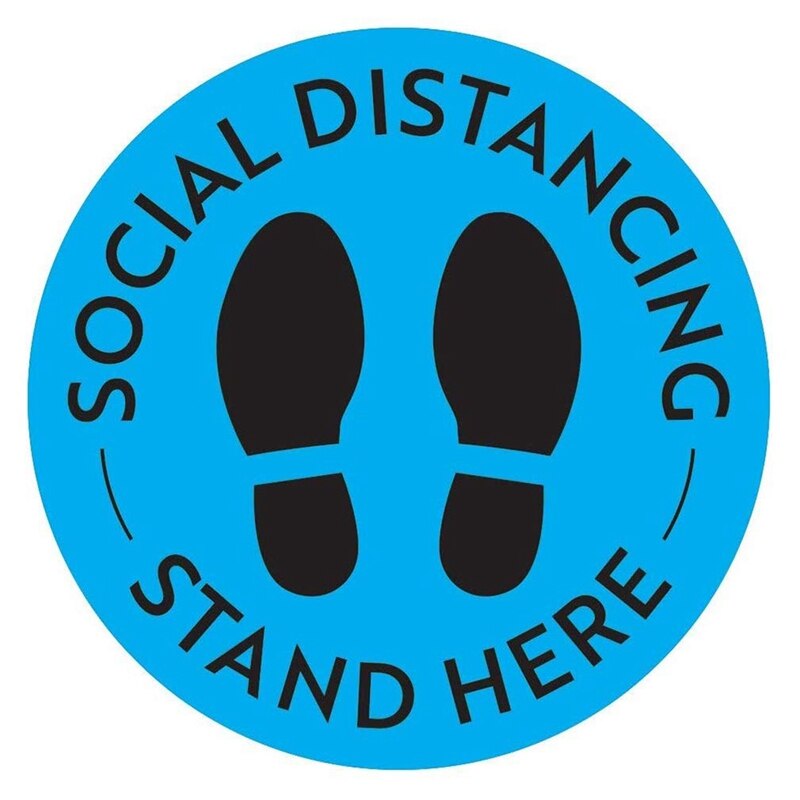 5Pack Social Distancing Floor Decals - Safety Floor Sign Marker - Maintain 6 Foot Distance - Anti-Slip