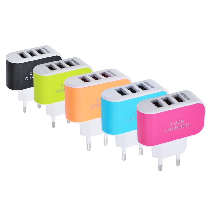 EU Standard Plug 5V 2A Charger Adapter 100-240V 3 USB Hub Port Power Supply Charging Plug Socket for Travel Charge for Phone