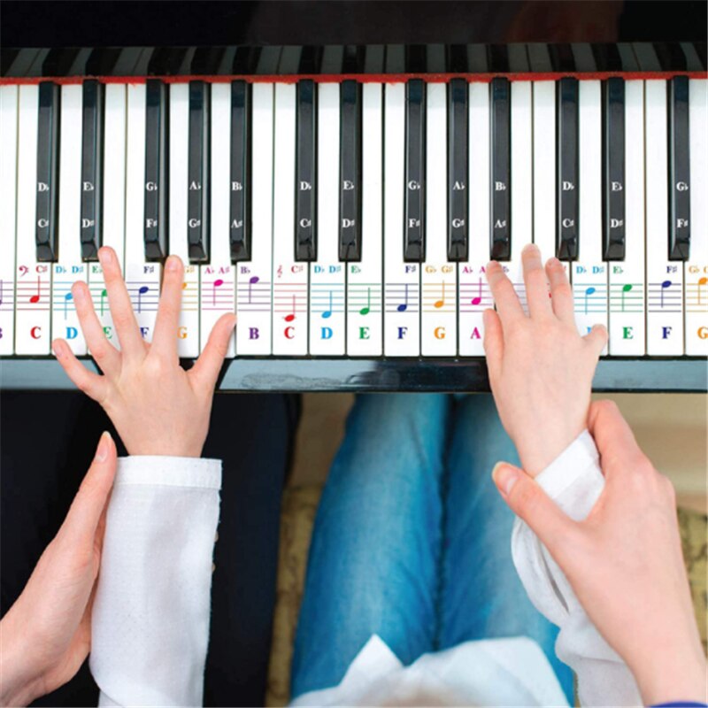 61 touches couleur Piano lettre Notes autocollants clavier main rouleau Piano clavier Transparent autocollants Notation Transparent