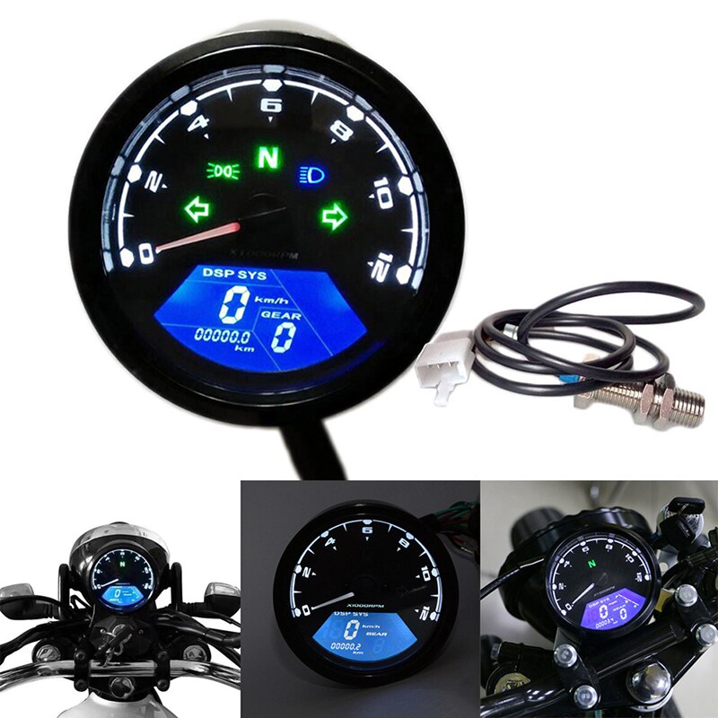 1PCS Universal LCD Digital Odometer Speedometer Tachometer Motorcycle MotorBike