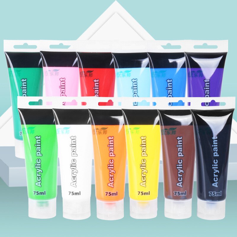 75ml Acrylic Hose Mural Fabric Paint Clothing Textile Nail Fiber Pigment Kids DIY Hand Painted Student Art Supplies