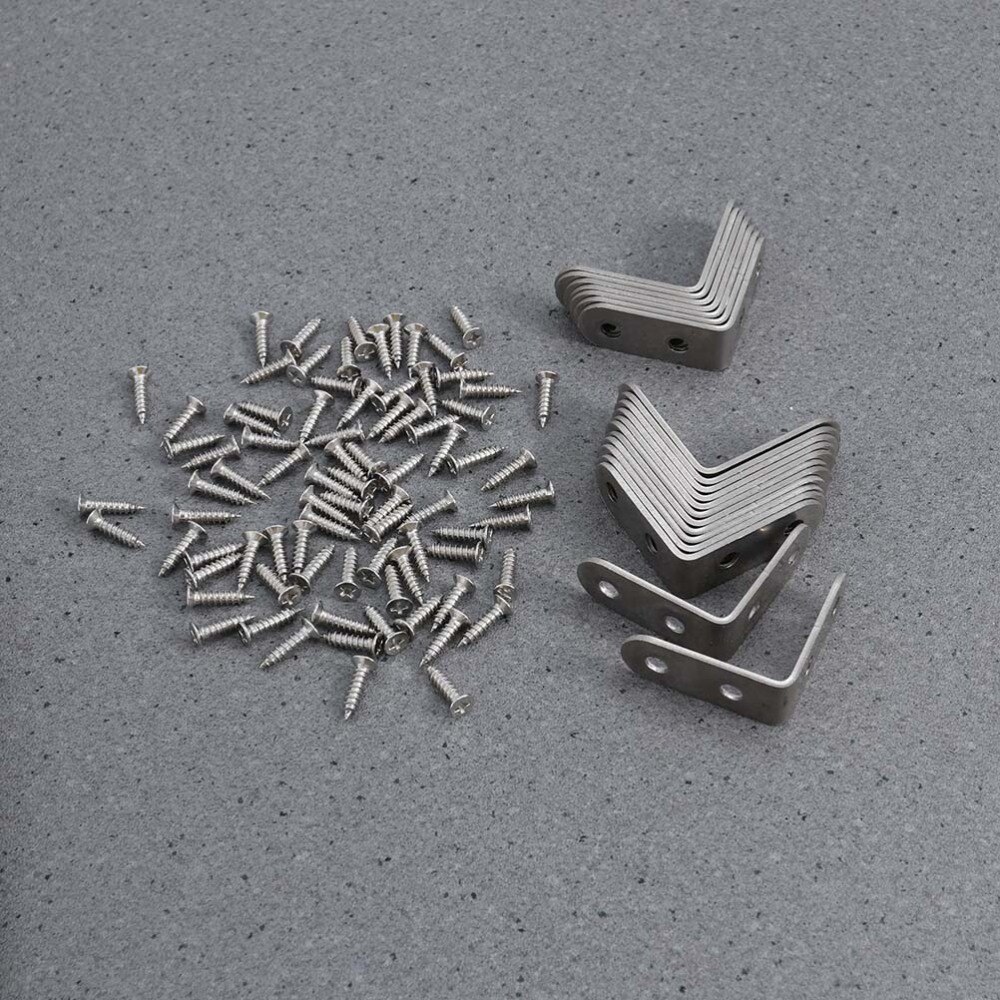 20 Pcs 2mm-Thick Rvs 90 Graden Hoek 40X40X16Mm Beugels Met 80 Pcs 4X16Mm Schroeven (Zilver): Silver 2