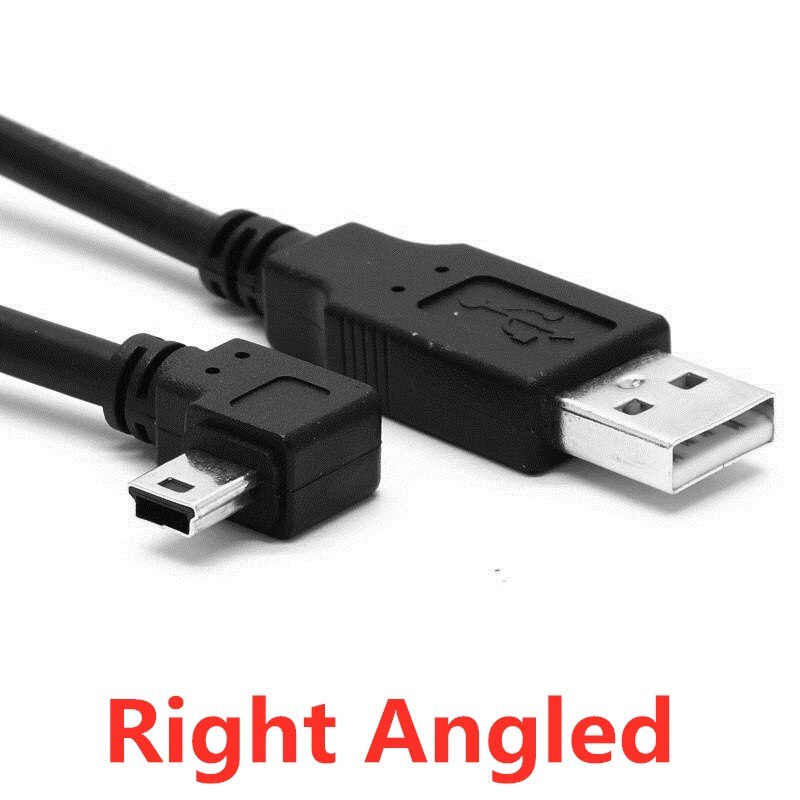USB 2.0 to Mini USB Data Sync Cable 90 Degree Angled Elbow 5 Pin B Male to Male 0.5m 1.8m 5m Charge Charging Cord for Camera MP3: 25cm / Right Angled