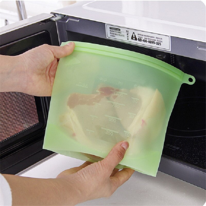 Reusable Silicone Vacuum Seal Food Keep Fresh Bag Fruit Meat Milk Storage Containers Refrigerator Bag Kitchen Organizer Gadgets