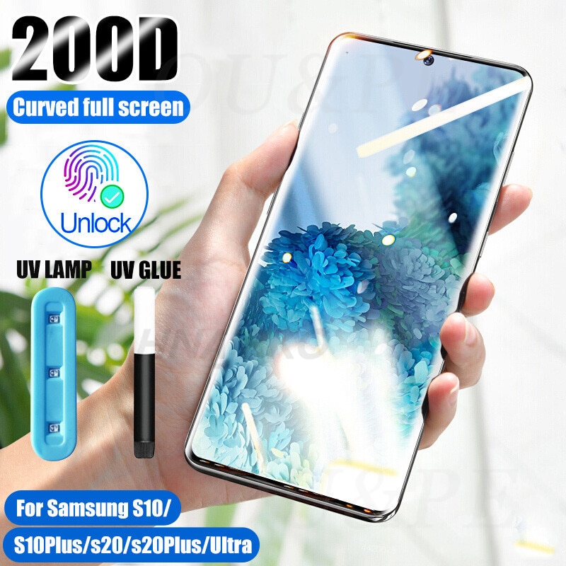 UV Volle Flüssigkeit Abdeckung Gehärtetem Glas Für Samsung Galaxy S8 S9 S10 S20 Ultra Plus Screen Protector Für Samsung Note 8 9 10 glas