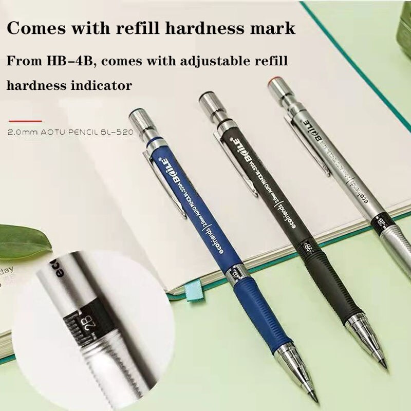 Student Office 2.0 Mechanical Pencil Triangular Non-slip Grip 12 Color Pencil Lead Drawing With Sharpener