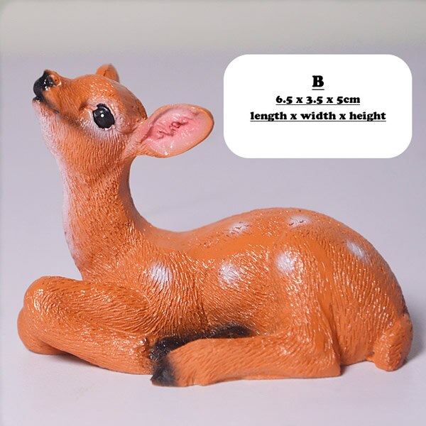 Mini Resin Cute Deer Bonsai Decoration Animal Statue Small Sika Deer Sculpture Home Office Desk Decorative Ornament Toy: B